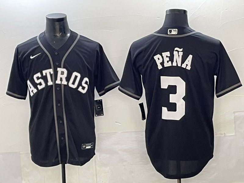 Men Houston Astros 3 Pena Black Nike 2025 MLB Jersey 002